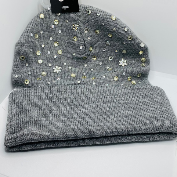 Knitted hat gray with Rhinestones! Adult s… - Picture 3 of 10